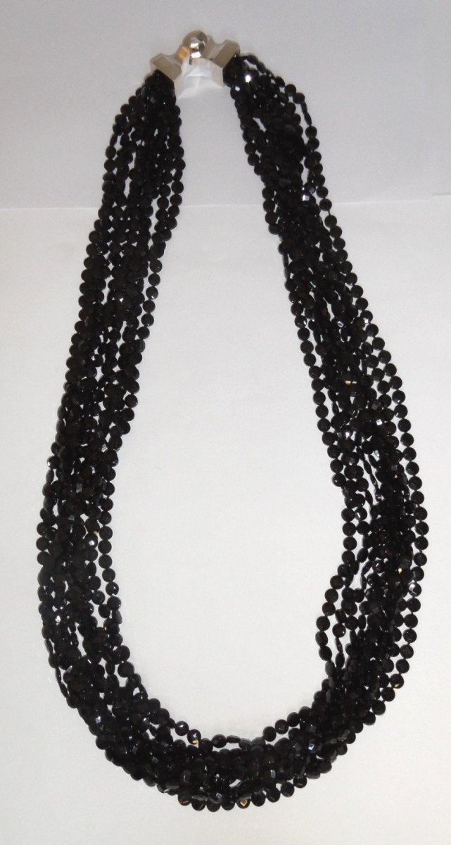 ONYX TORSADE NECKLACE, PATRICIA VON MUSULIN the 10 faceted onyx bead strands fastened with a