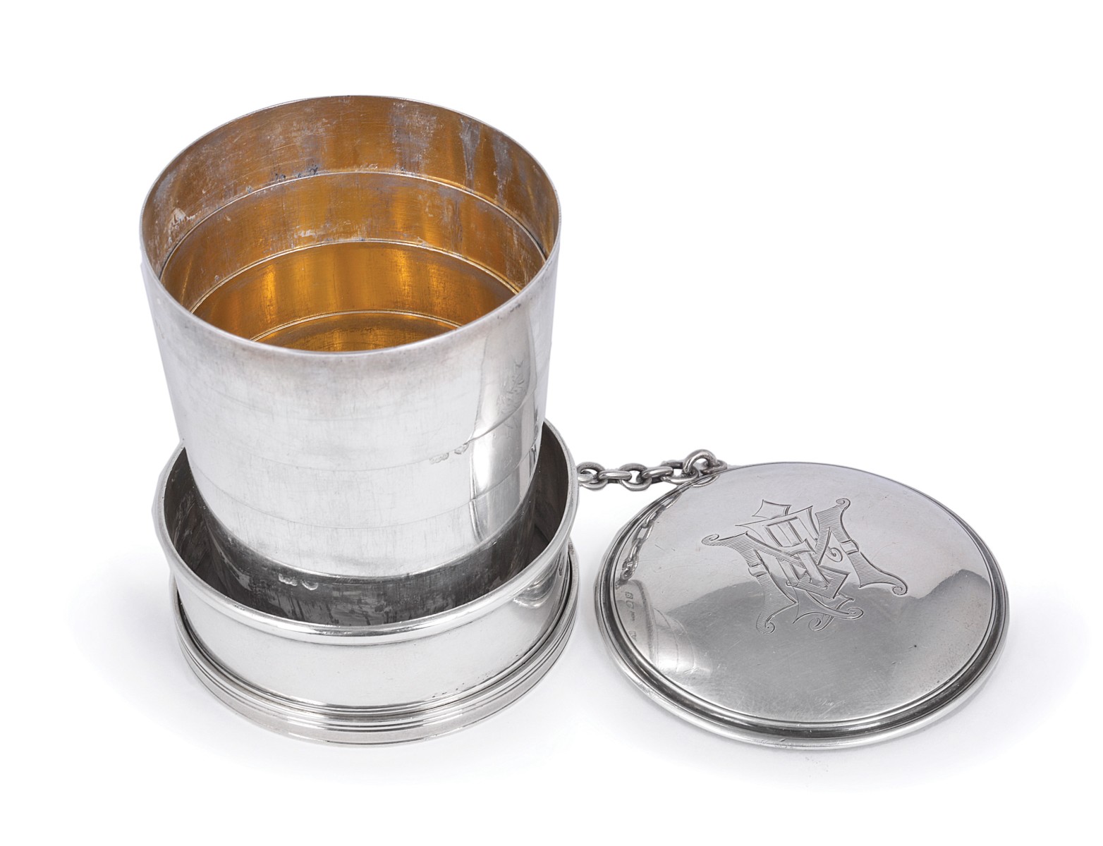 A VICTORIAN SILVER TRAVELLING SPIRIT BEAKER AND COVER, R.H. HALFORD & SONS, LONDON, 1896 with