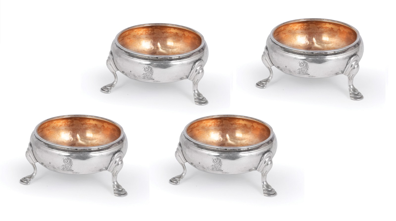 FOUR GEORGE III SILVER SALT CELLARS, MARKS RUBBED, TWO THOMAS SHEPHERD, ALL LONDON, 1770-67 AND