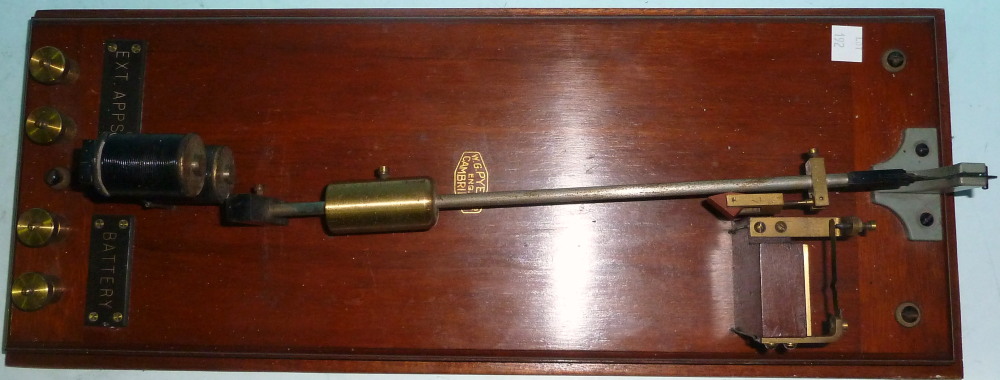 A brass electromagnetic laboratory demonstration pendulum with connections for exterior applications