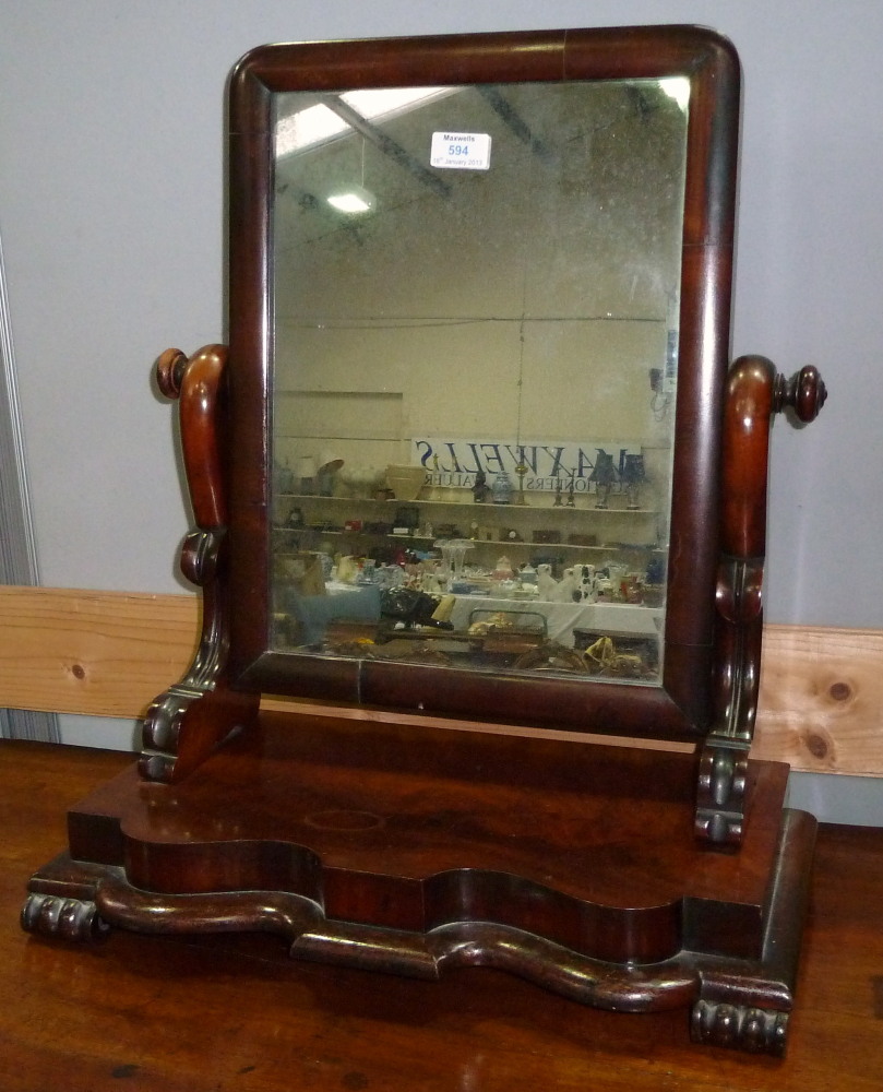 A Victorian mahogany free standing dressing table mirror