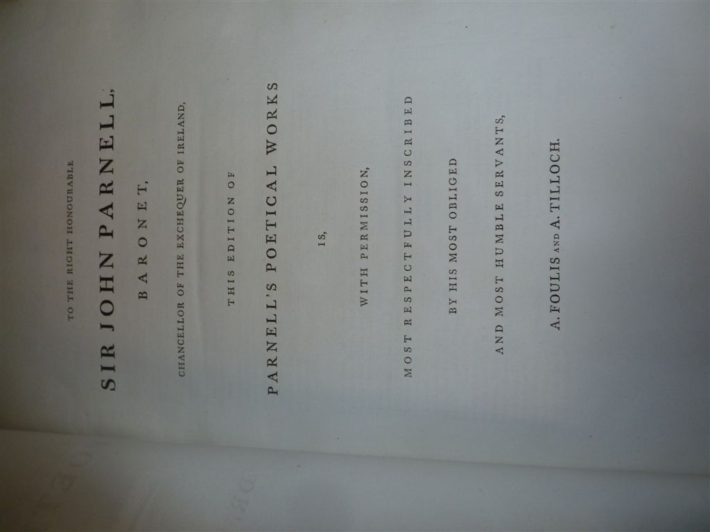 Parnell (Dr Thos): The Poetical Works, full free calf, Glasgow, 1786