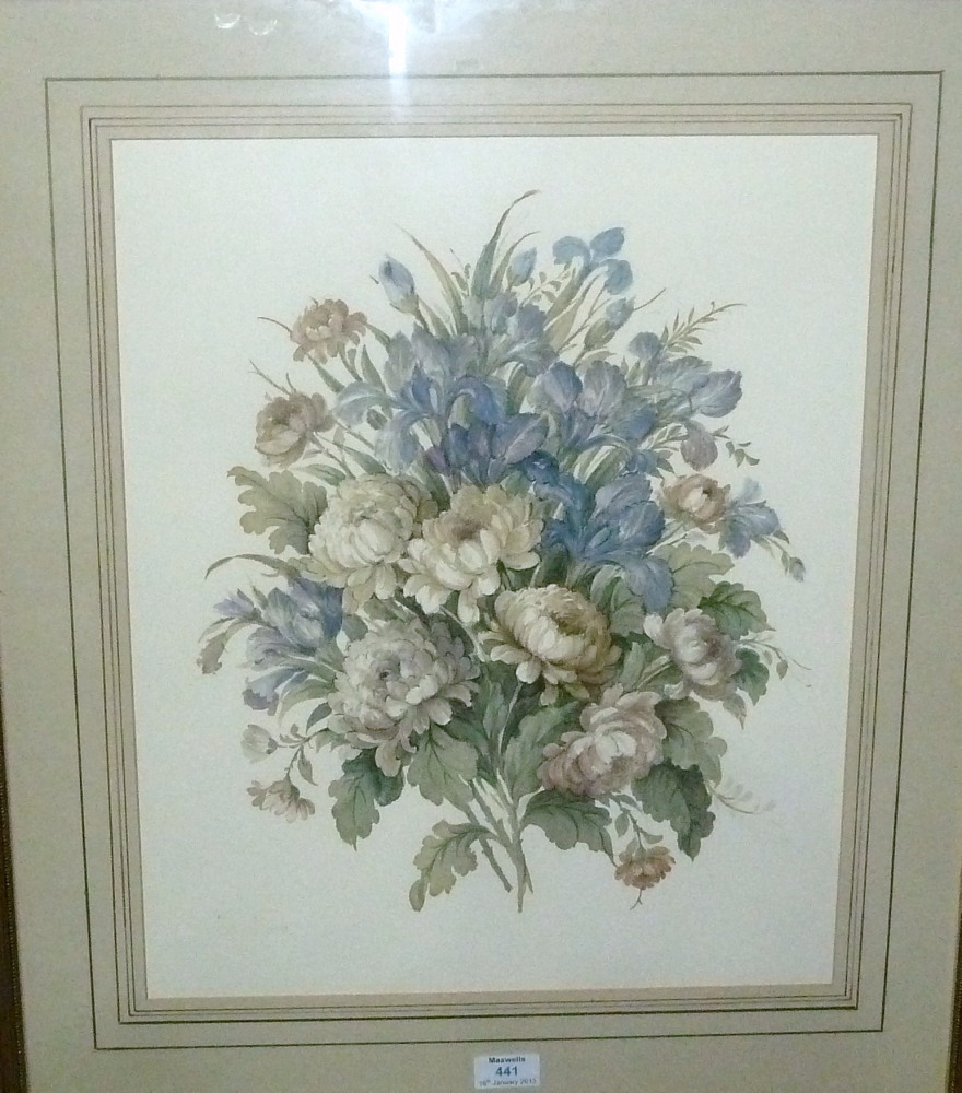 Arthur Morris: still life, bunch of flowers, watercolour, attributed on the reverse, 19" x 15½",