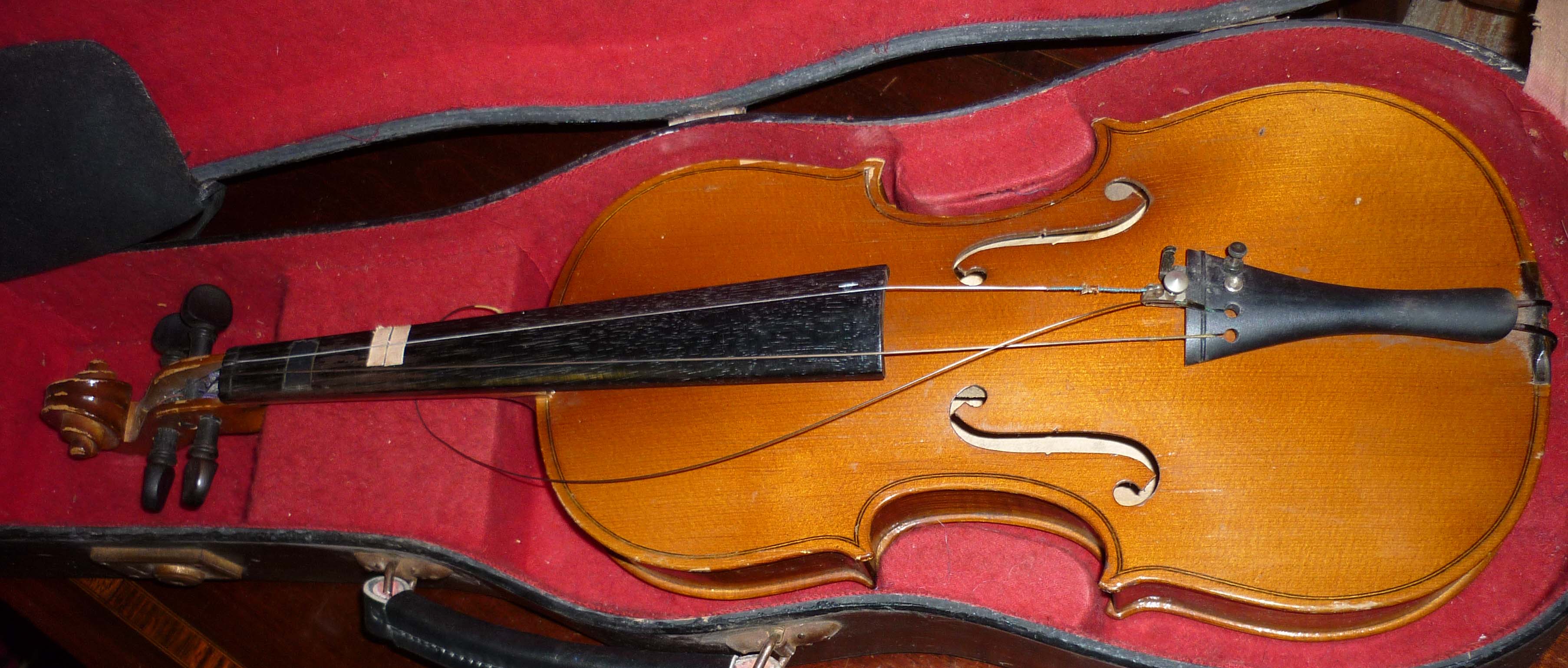 Cased violin