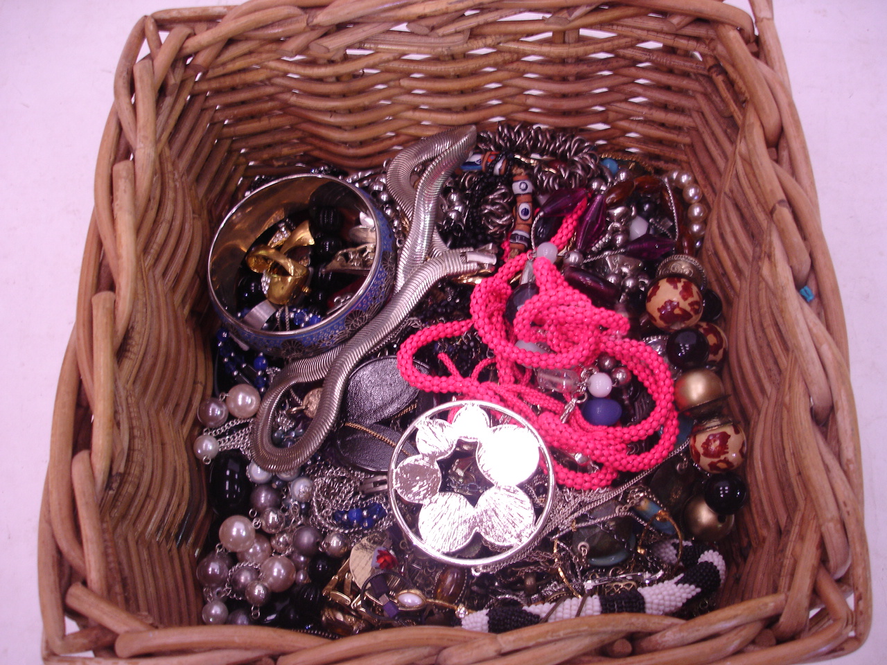 A basket of costume jewellery