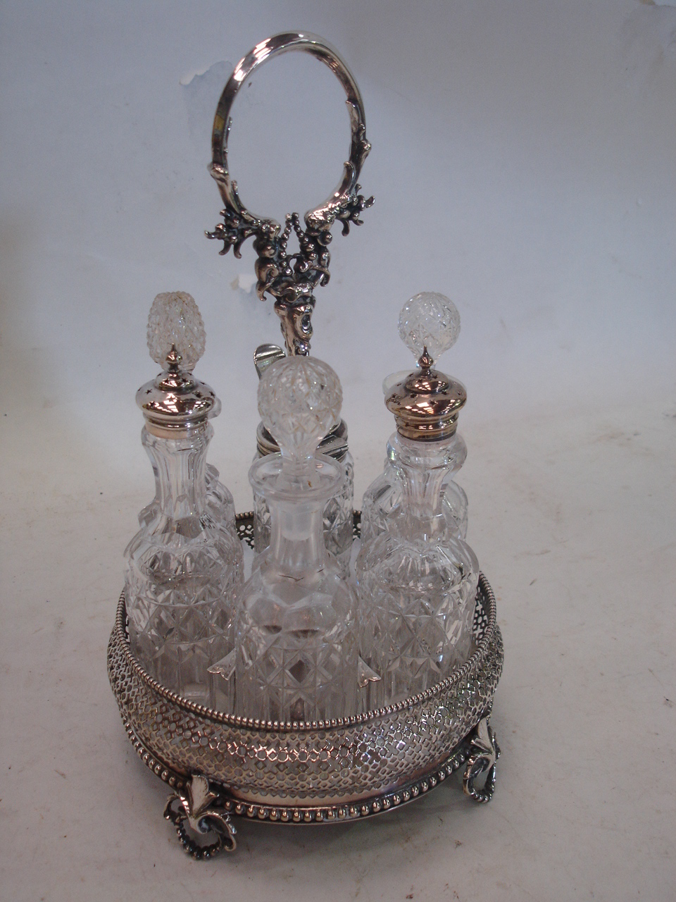 Victorian plated table cruet, 12 ½" high