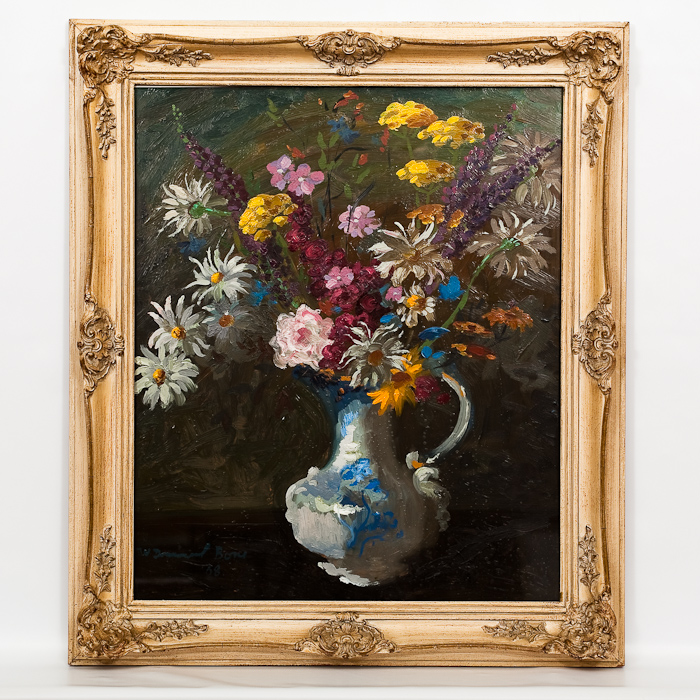 * WILLIAM DRUMMOND BONE (SCOTTISH 1907-1979) STILL LIFE WITH CHINA JUG oil on board, signed and