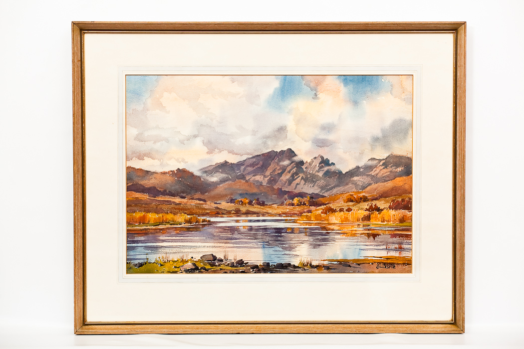 * STIRLING GILLESPIE (SCOTTISH 1908 - 1993) BLAVEN PEAKS, SKYE watercolour, signed 38cm x 56cm