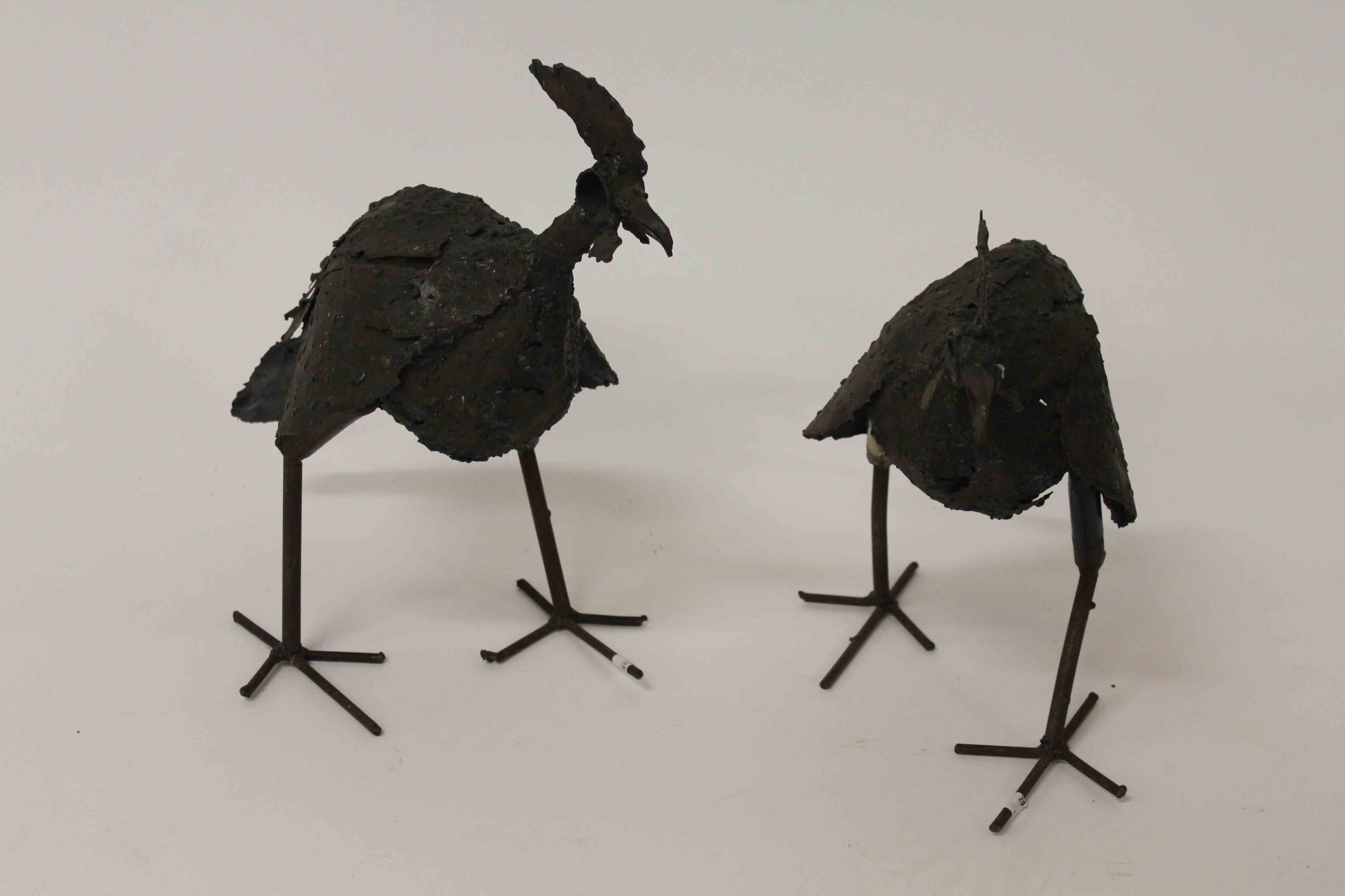 A PAIR OF ART METAL FIGURES,
modelled as two turkeys, each in standing position, 14in (36cm)h. (2)