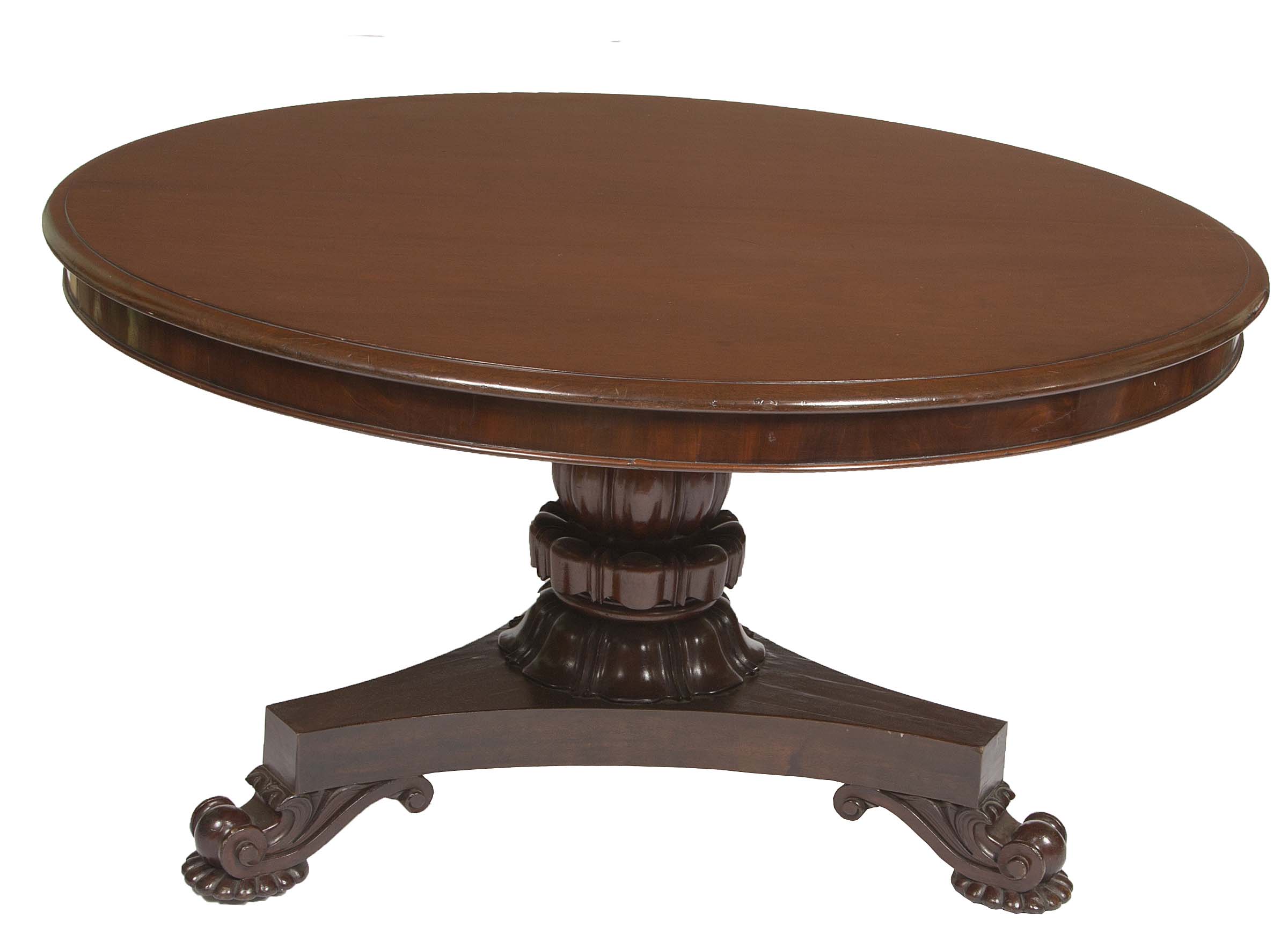 AN EARLY VICTORIAN CIRCULAR MAHOGANY FLIP TOP BREAKFAST TABLE,
by Williams & Gibton, stamped and