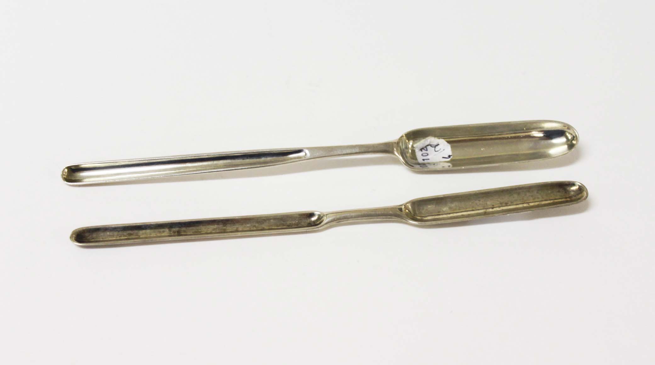 A GEORGE III DOUBLE BOWL SILVER MARROW SCOOP, by Hester Bateman, London 1787, together with