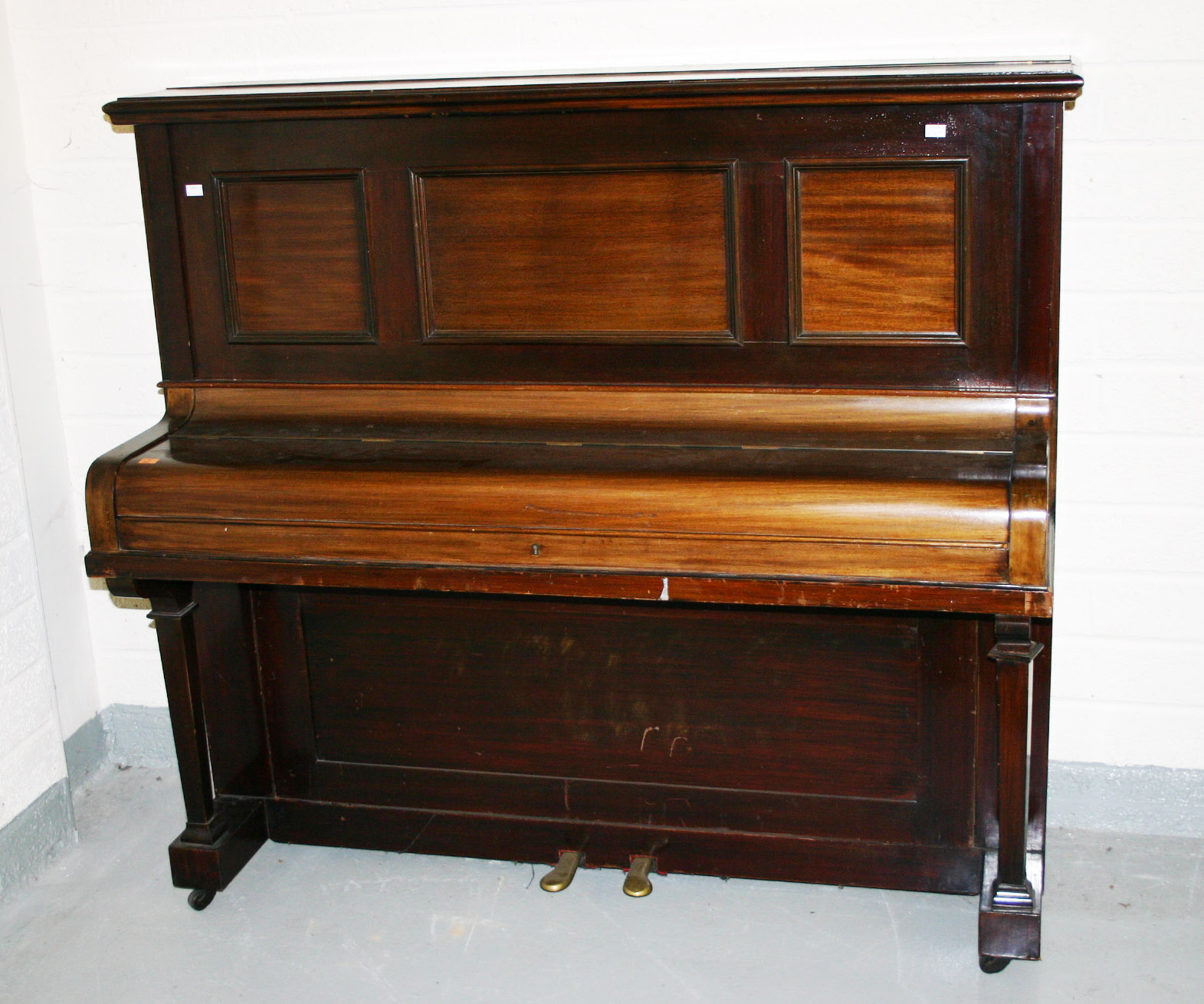 A MAHOGANY CASED UPRIGHT IRON FRAME LACHILLE PIANO, Thomas Mitchell and Sons, Glasgow, 46in (