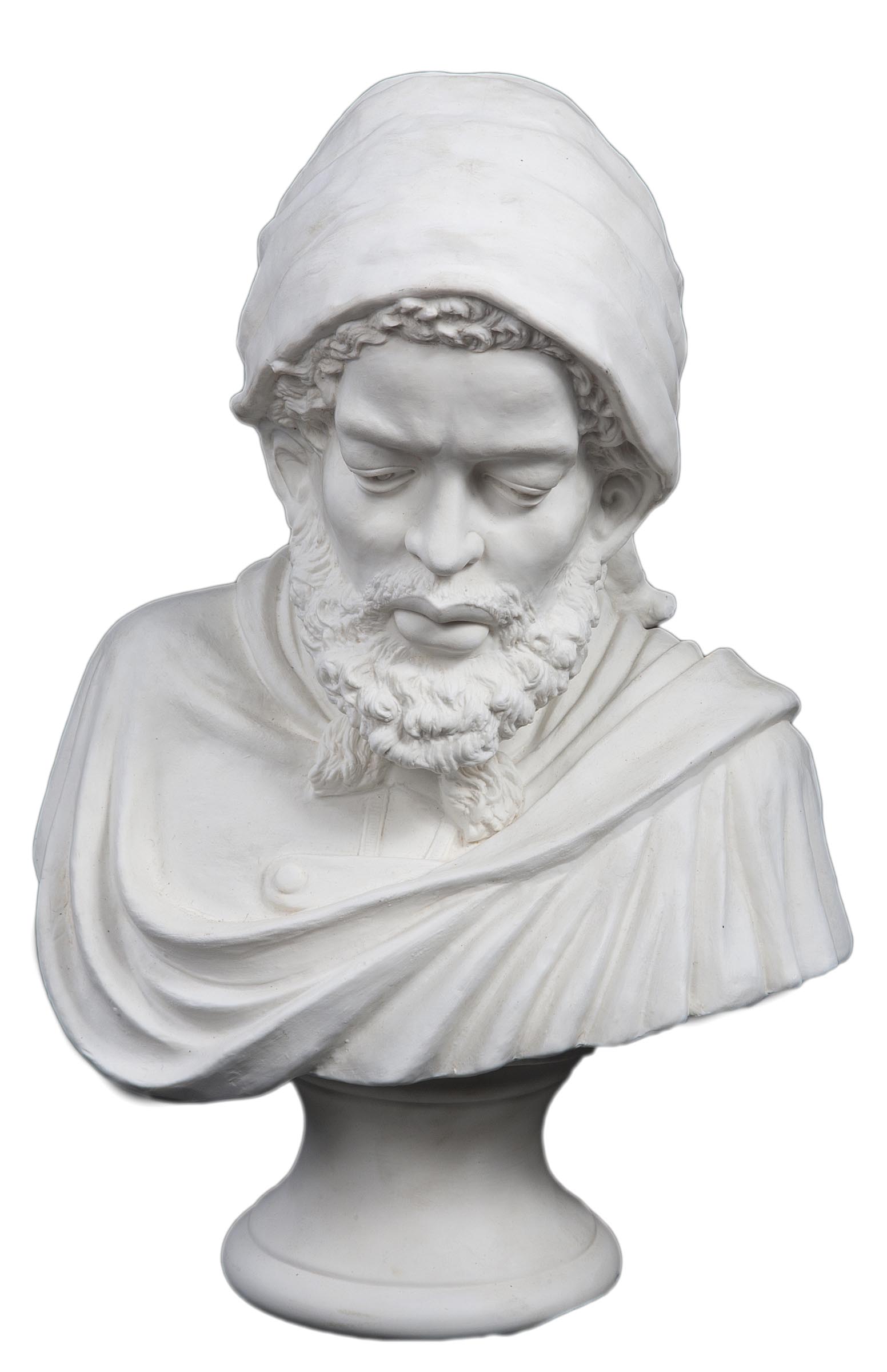 A PARIAN BUST, late 19th century, head and shoulders, depicting a bearded North African man with