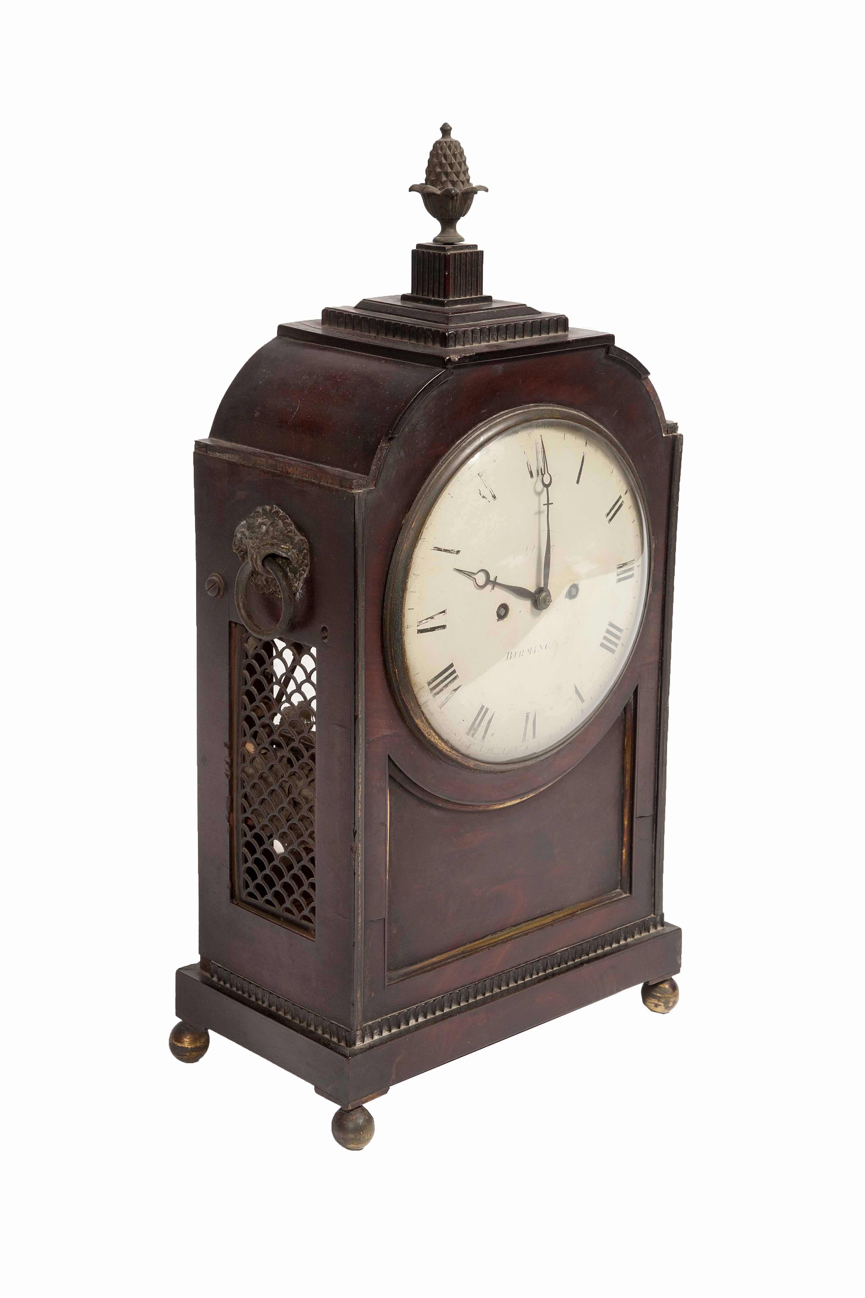 A REGENCY PERIOD BRASS INLAID AND BRASS MOUNTED MAHOGANY BRACKET CLOCK, by Allport of Birmingham,