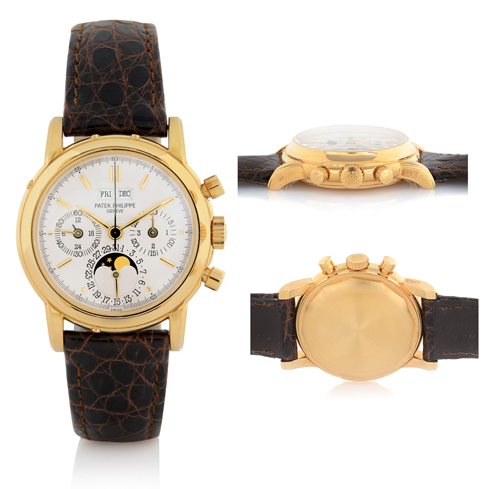 PATEK PHILIPPE REF. 3970 C. 18K yellow gold, screwed solid and transparent case back, downturned