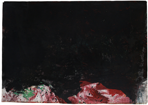 NITSCH HERMANN b. 1938 Senza titolo, 2007 olio e tecnica mista su carta cm. 103x150, firma e anno in