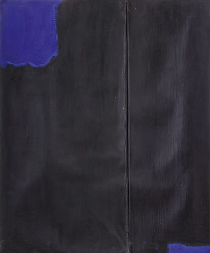 BERLINGERI CESARE b. 1948 Piegatura con angoli blu, 1991 olio e pigmenti su tela piegata cm.