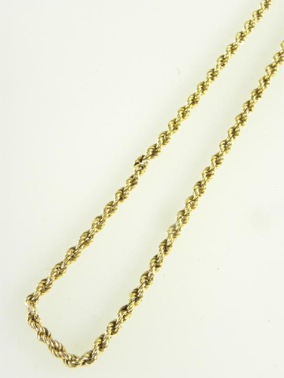 A 9CT GOLD ROPE NECKLACE, 11.5G