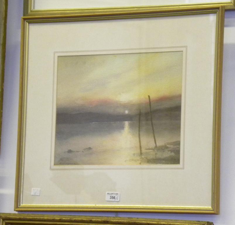 FREDERIC SEVERNE MAKENNA - HIGHLAND LANDSCAPES AT SUNSET, TWO, BOTH SIGNED, WATERCOLOUR
