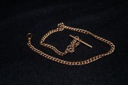 An Edwardian 9ct rose gold curb link watch chain/neckless, hallmarked Chester 1907, approx. 37