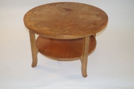 An oak round side table