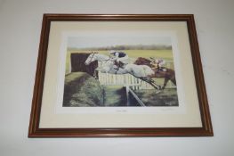 A signed and numbered print of Desert Orchid by David French and one other numbered print of
