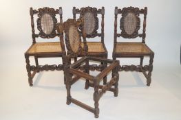 A set of 6 carvers and 4 chairs with rattan base