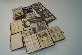Four empty Victorian photograph albums and other loose vintage photographs