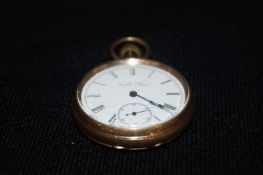 A pocket watch with 14ct gold back