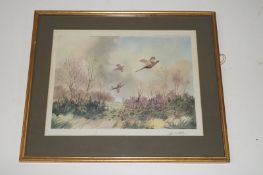 Signed print of Pheasants by R W Milliken
