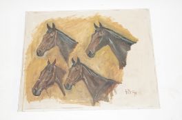 Original signed oil on canvas painting of the 1970's Racehorse "Nordani" trained by Nick Vigors