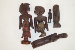 A collection of wooden tribal figures