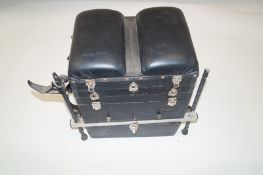 A large fishing box on stand with wheels