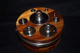 Collection of weights in wood case