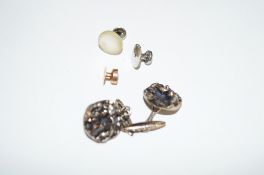 A 9ct gold and diamond stud, a pair of cufflink's and two other studs