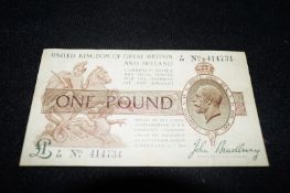 1914 Brasbury Treasury £1 note