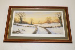 David J Young print - Snow on the Mendips