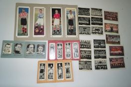 1930's Football Epehemera; b/w and colour team line-up photos and 4 x Topical Times albums c/w