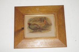 A framed print of pheasants