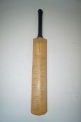 A signed cricket bat, signed by the Pakistan 1971 squad including Iman Khan, along with