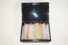 Deed box with key full of world covers and a box of GB first day covers