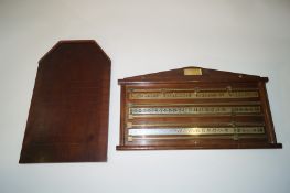 Karnehm & Hillman snooker/billiard score board and a wooden shove Ha' penny board
