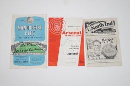 Football Programmes with players' autographs; Manchester City v Newcastle Utd 57/58 signed by Ken