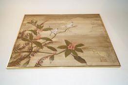 A large signed Chinese oil on canvas of birds