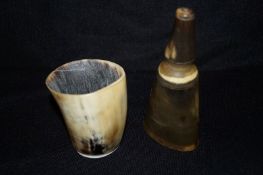 Horn Powder Flask and Beaker