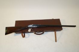 12 bore G Gibbs double barrel with side lock ejector, sleeved, comes with case, requires shotgun