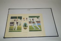 A limited edition print of the Cowdrey's by Mark Coombs with the original signatures of Colin
