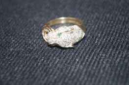 A 9ct gold and encrusted Jaguar's head diamond ring