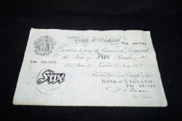 1952 D S Beale white £5 note