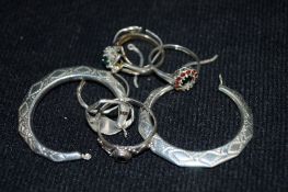 A small collection of silver jewellery including earrings, rings, etc